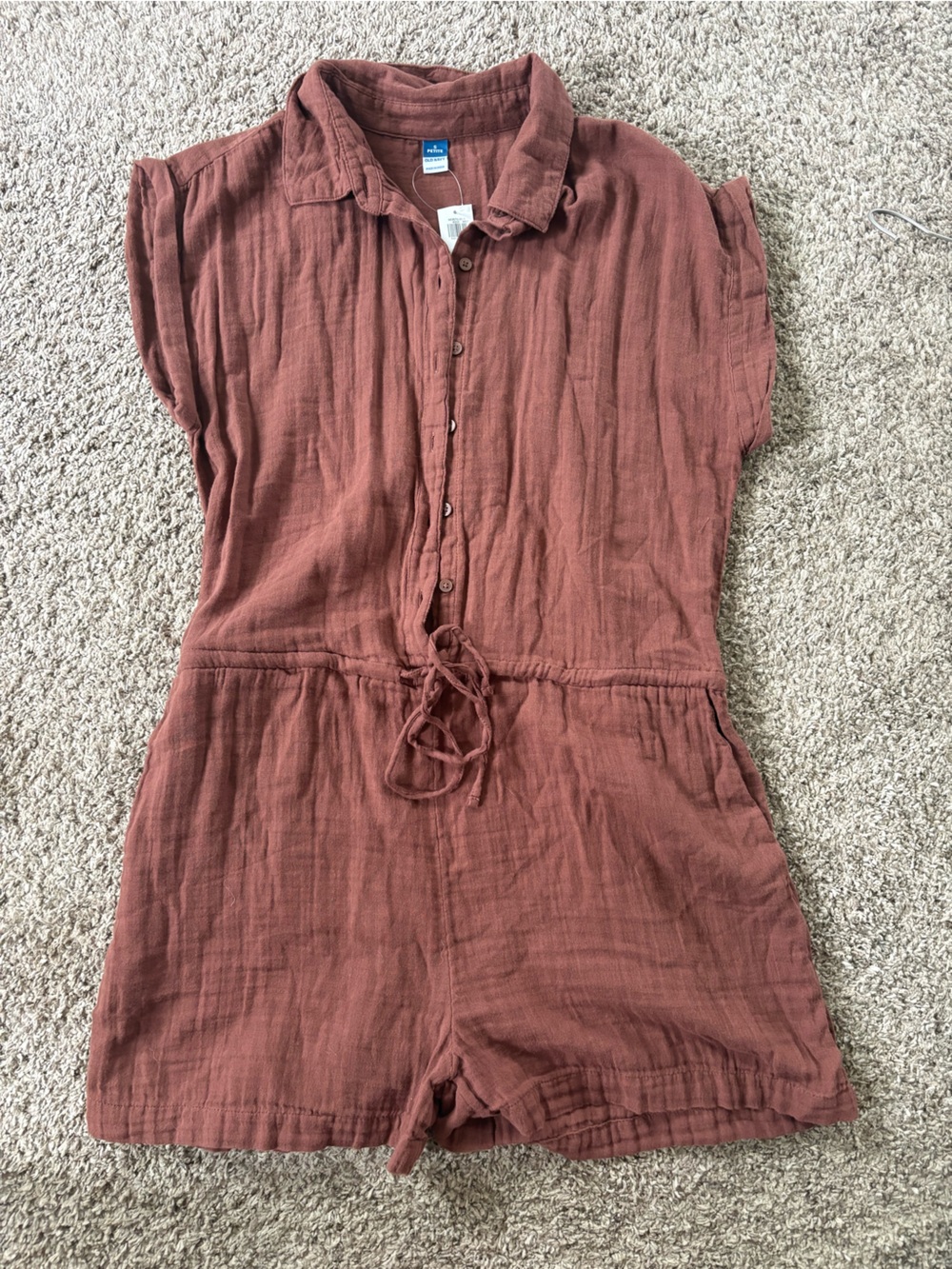 Old Navy Button-Front Rust-Tone Short Romper
